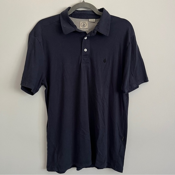Volcom Navy Blue Short Sleeve Polo Shirt-Men’s Size Medium - Picture 1 of 7